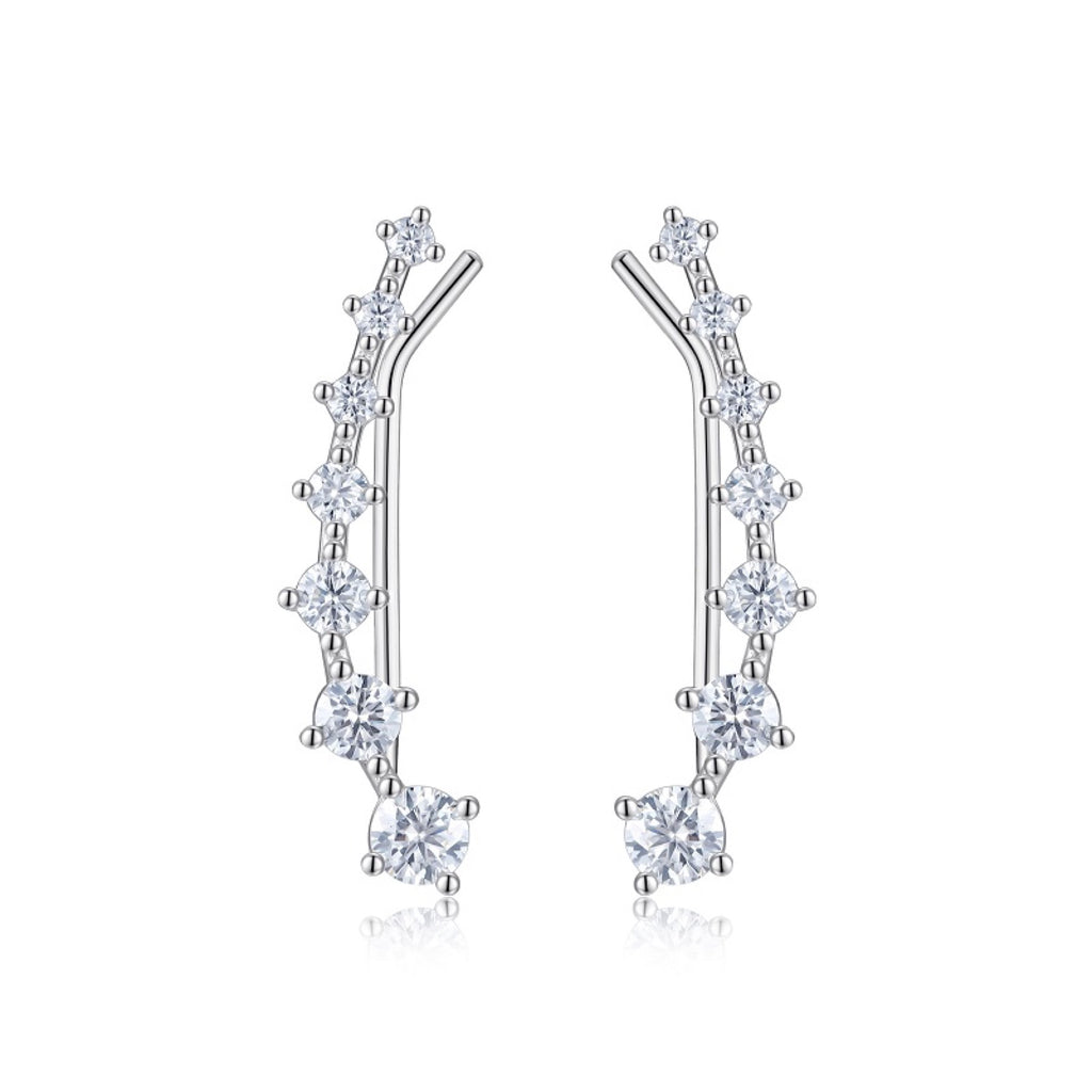 Salita Moissanite Ear Climber Earrings in Sterling Silver