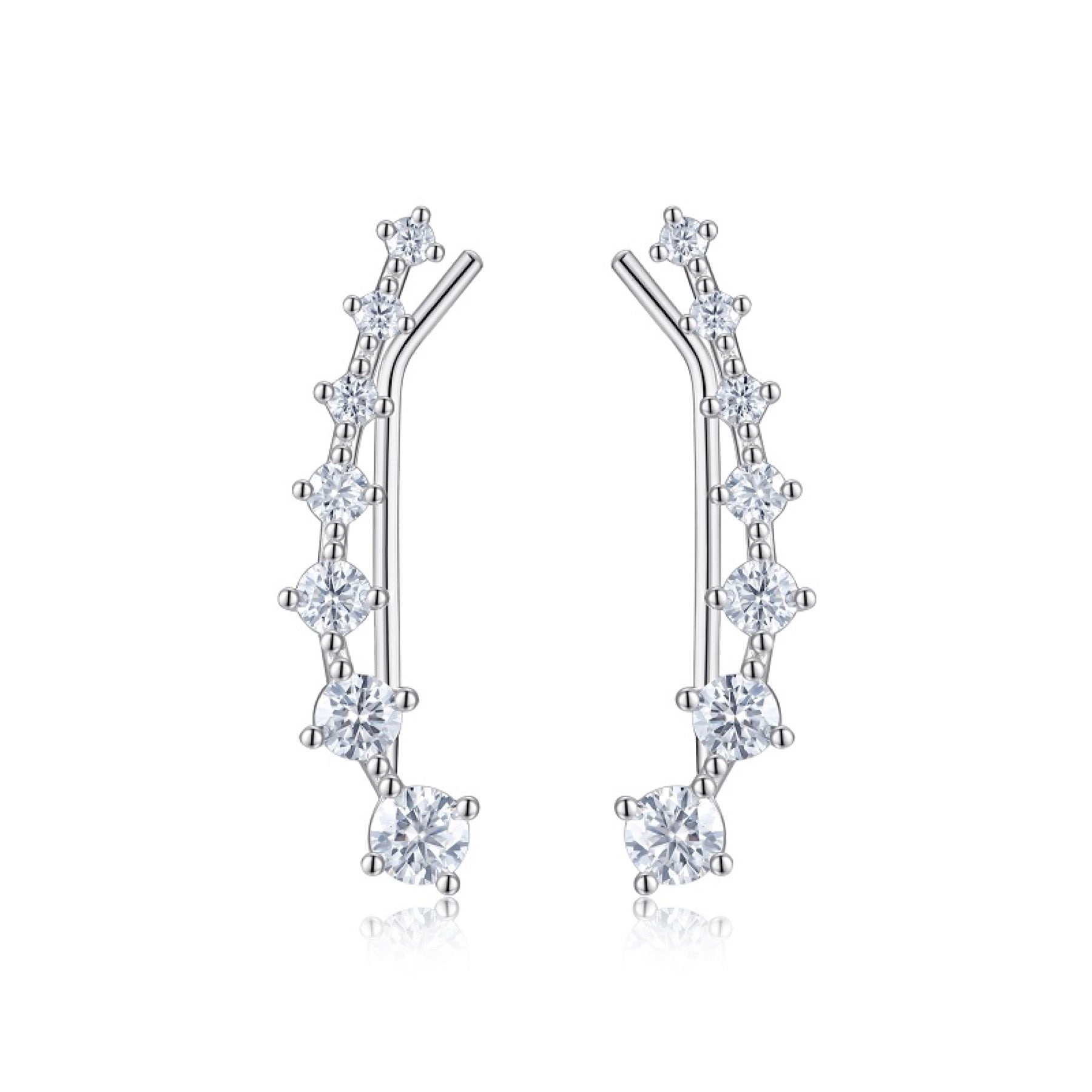 Salita Moissanite Ear Climber Earrings in Sterling Silver