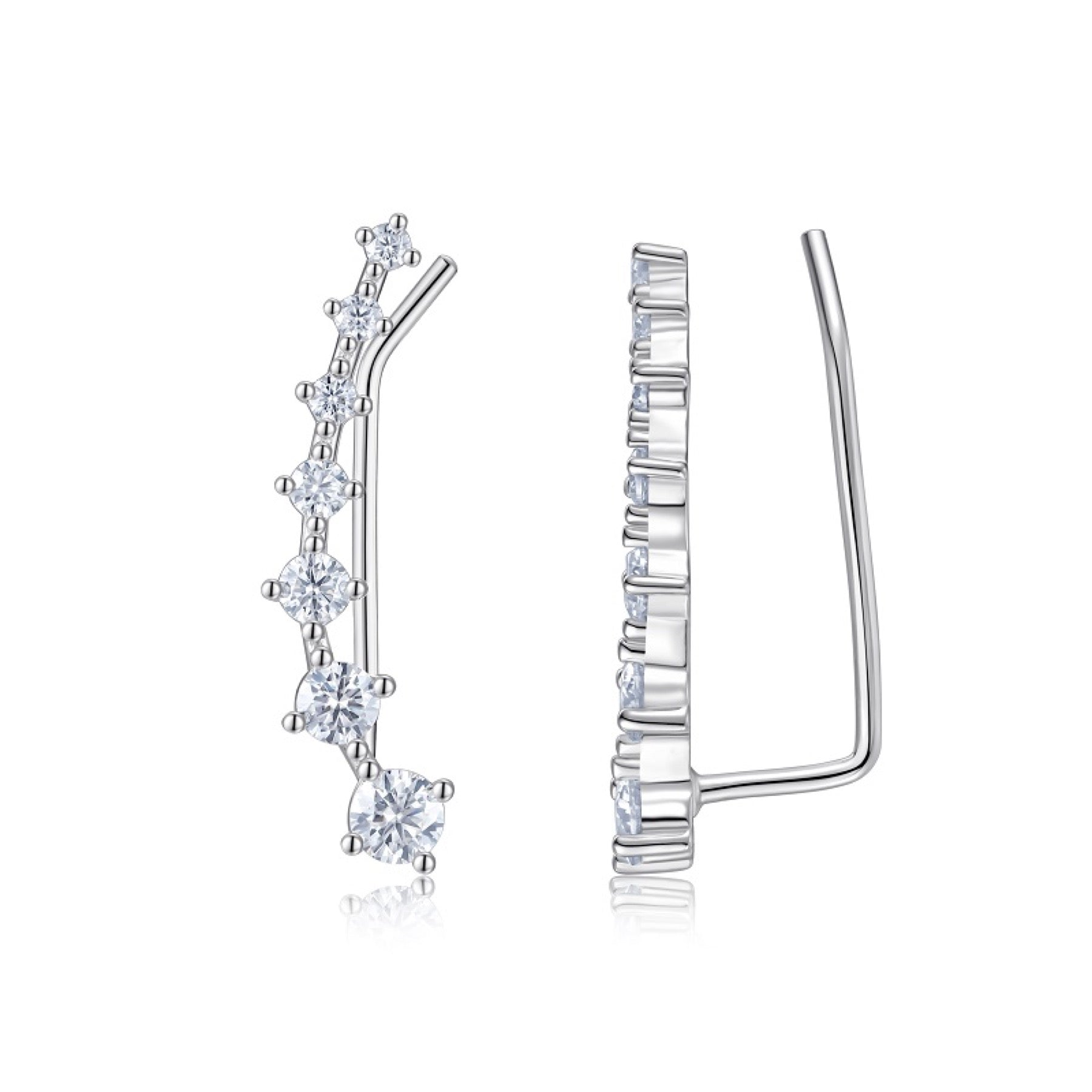 Salita Moissanite Ear Climber Earrings in Sterling Silver