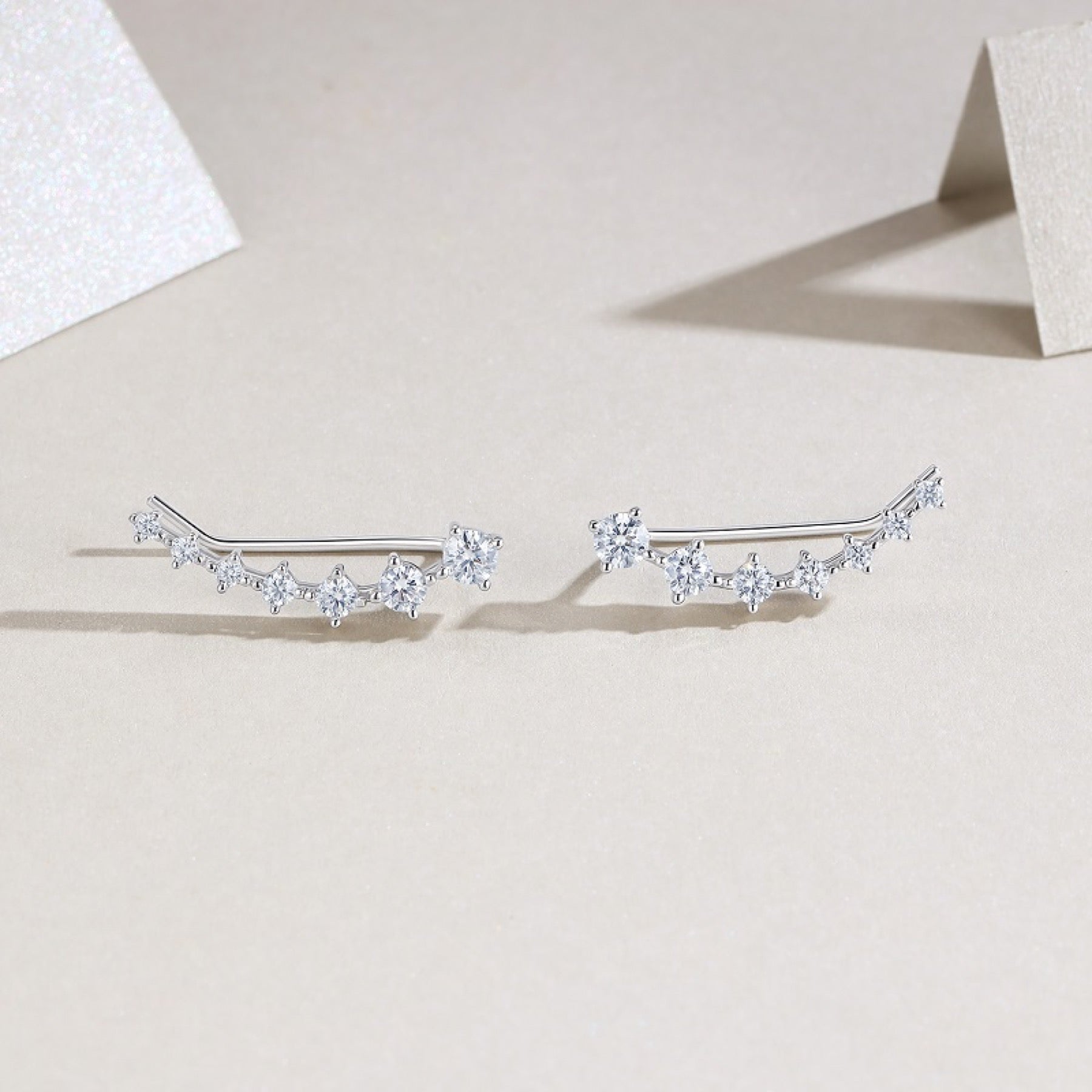 Salita Moissanite Ear Climber Earrings in Sterling Silver