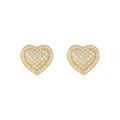 Batticuore Moissanite Heart Stud Earrings in Gold-Tone Sterling Silver