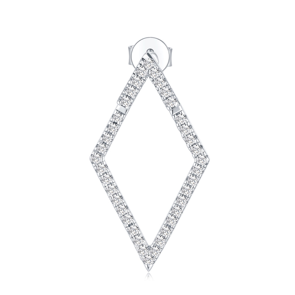 Aquilone Moissanite Rhombus Hoop Earrings in Sterling Silver