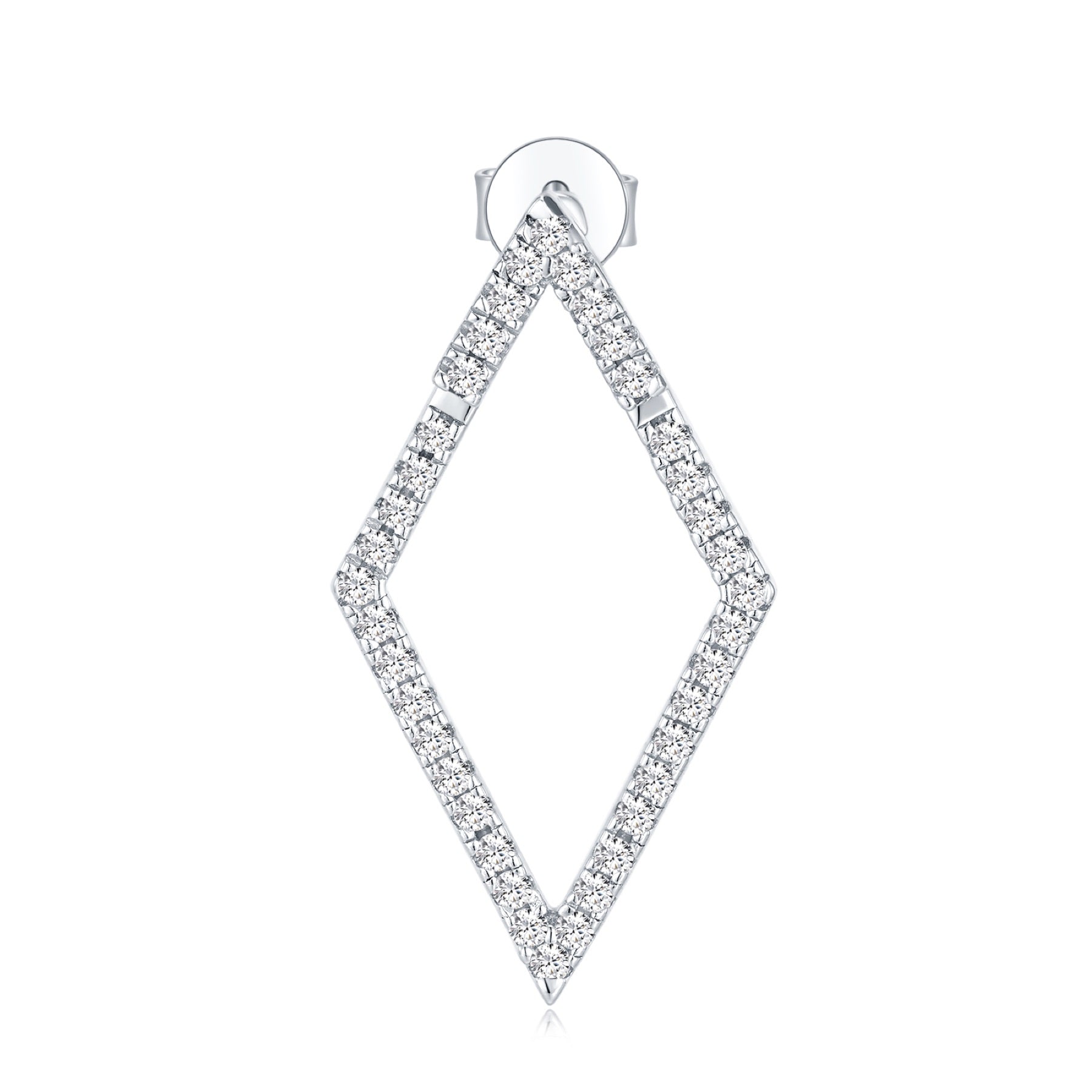Aquilone Moissanite Rhombus Hoop Earrings in Sterling Silver