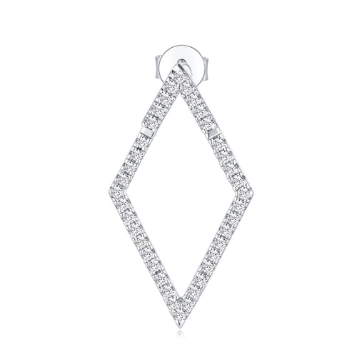 Aquilone Moissanite Rhombus Hoop Earrings in Sterling Silver