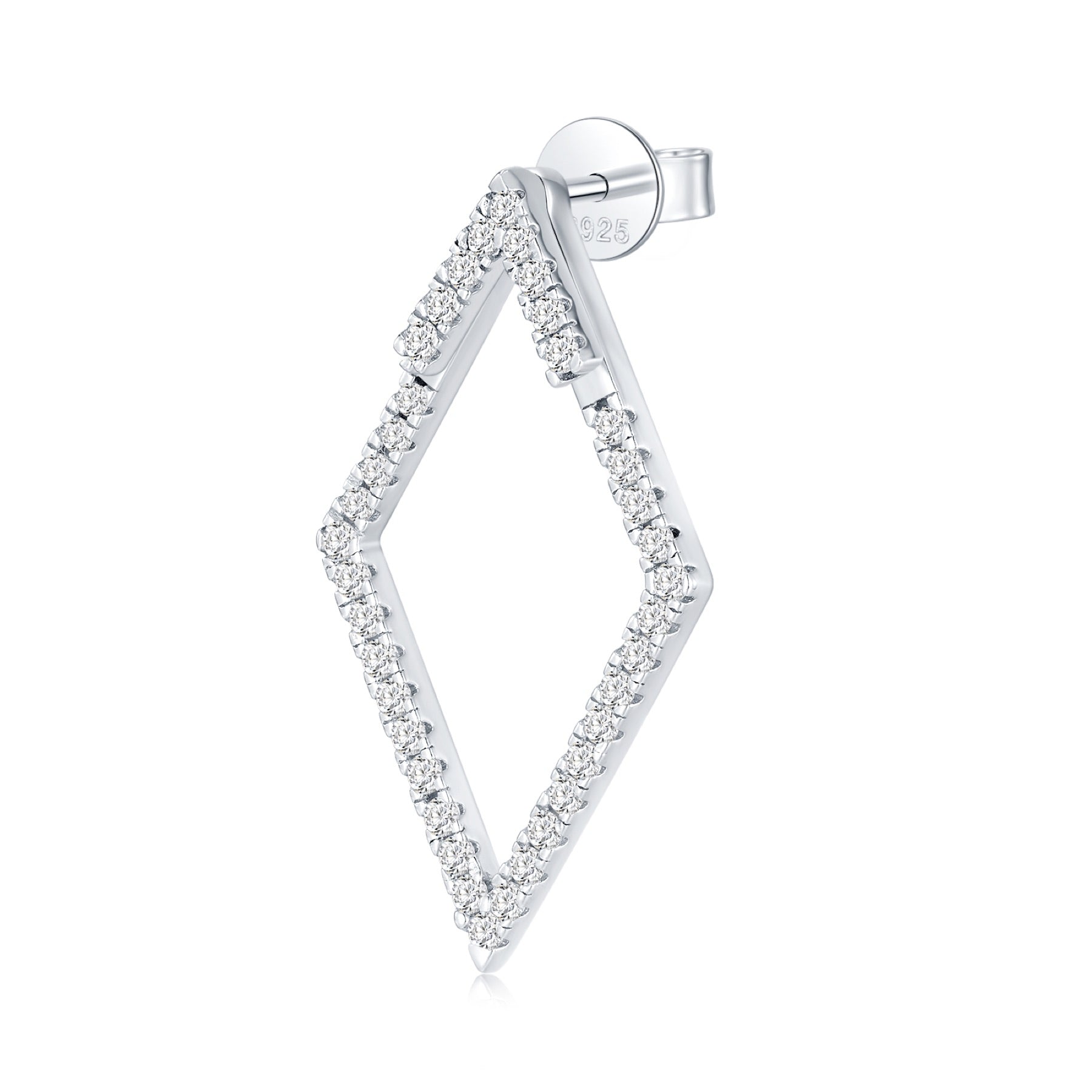 Aquilone Moissanite Rhombus Hoop Earrings in Sterling Silver