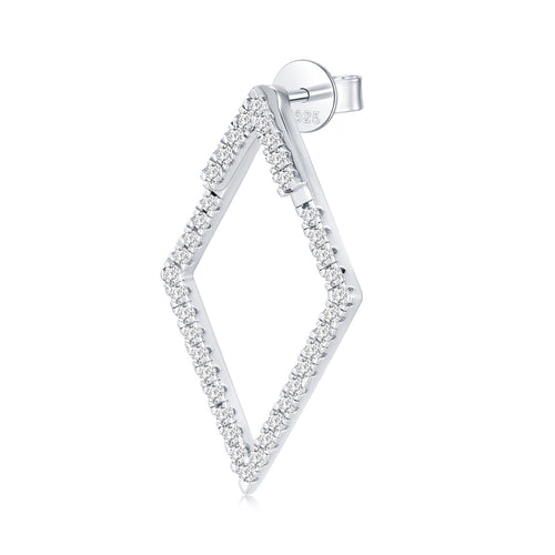Aquilone Moissanite Rhombus Hoop Earrings in Sterling Silver