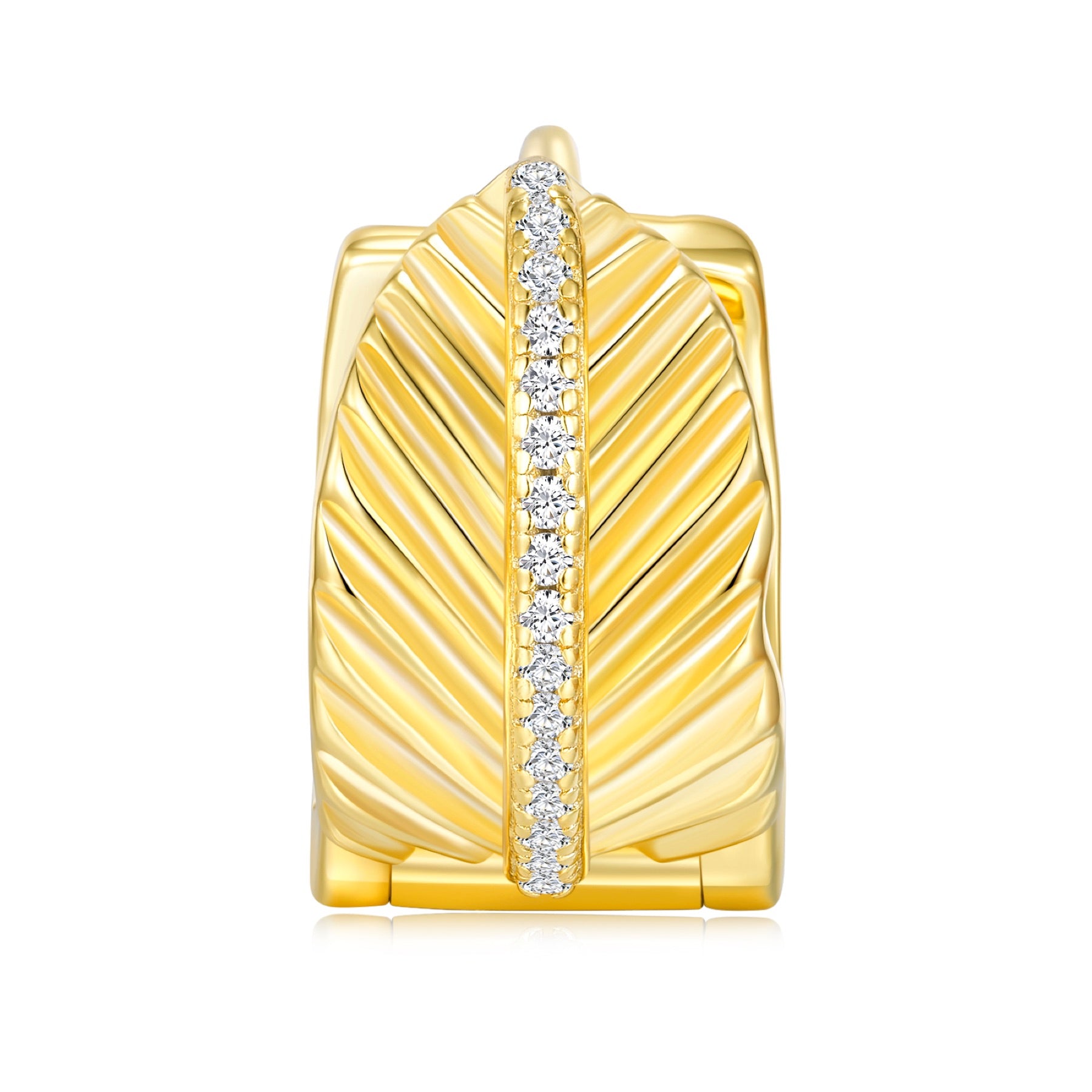 Onda Moissanite Huggie Hoop Earrings in Gold-Tone Sterling Silver