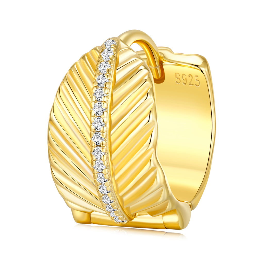 Onda Moissanite Huggie Hoop Earrings in Gold-Tone Sterling Silver