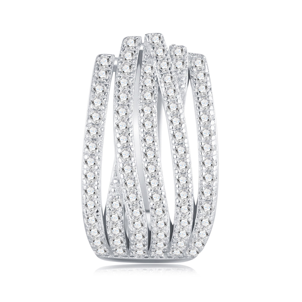 Fascia Moissanite Huggie Hoop Earrings in Sterling Silver