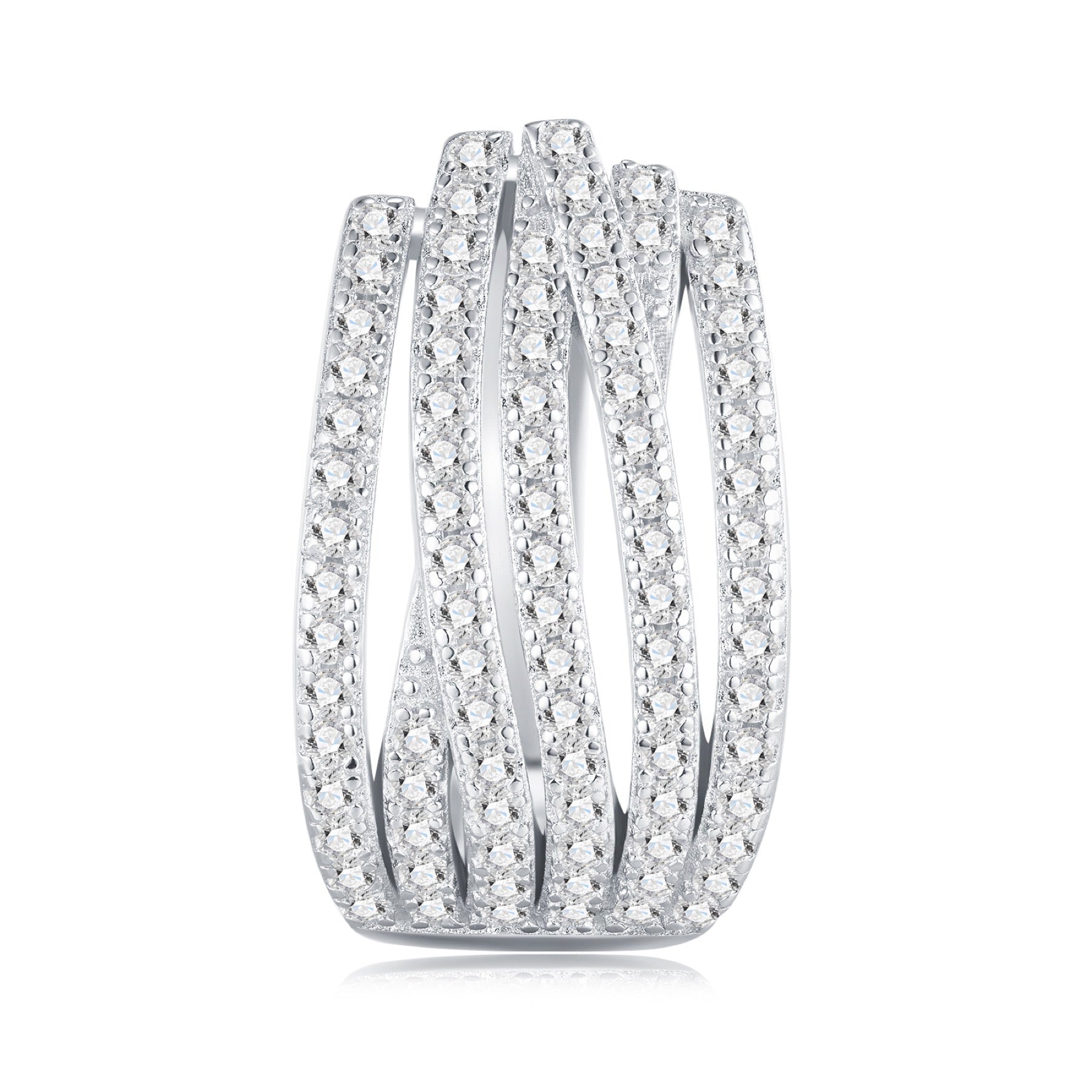 Fascia Moissanite Huggie Hoop Earrings in Sterling Silver