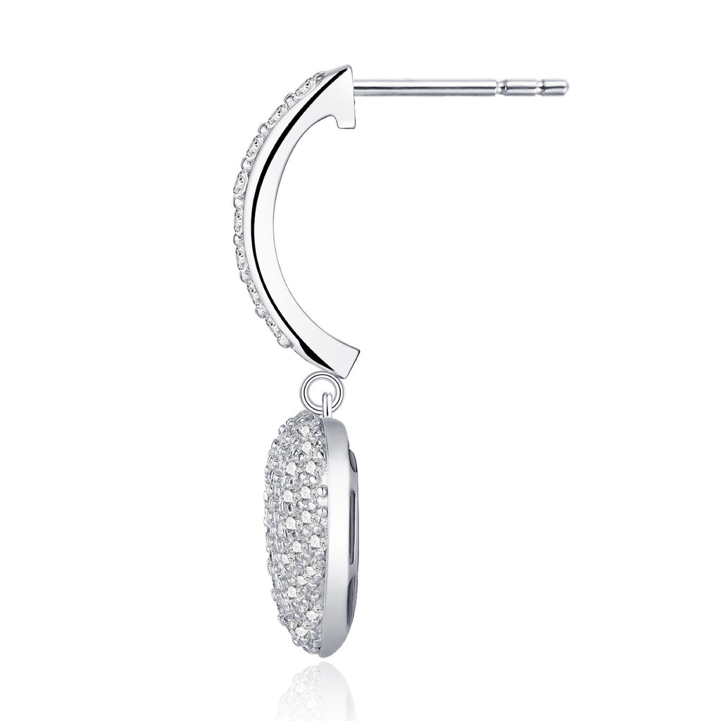 Pendente Moissanite Heart Drop Earrings in Sterling Silver