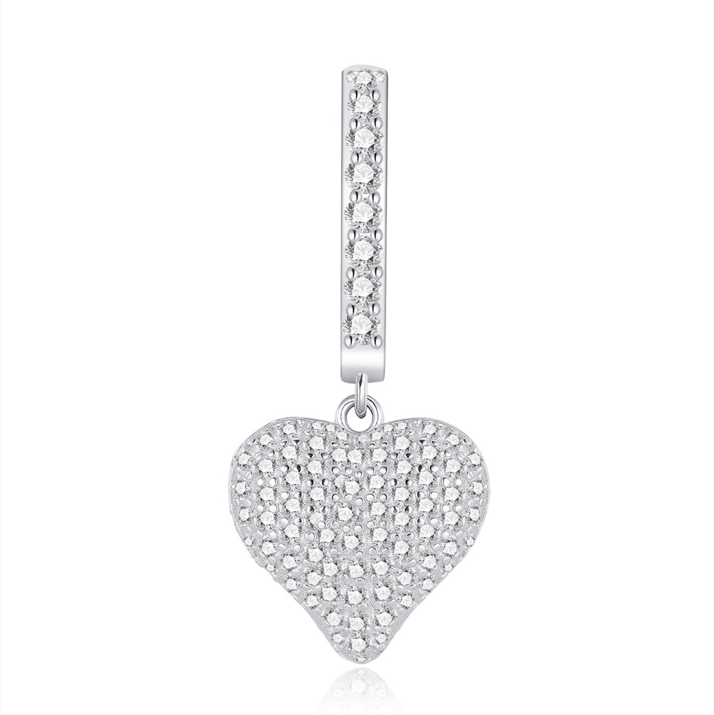 Pendente Moissanite Heart Drop Earrings in Sterling Silver