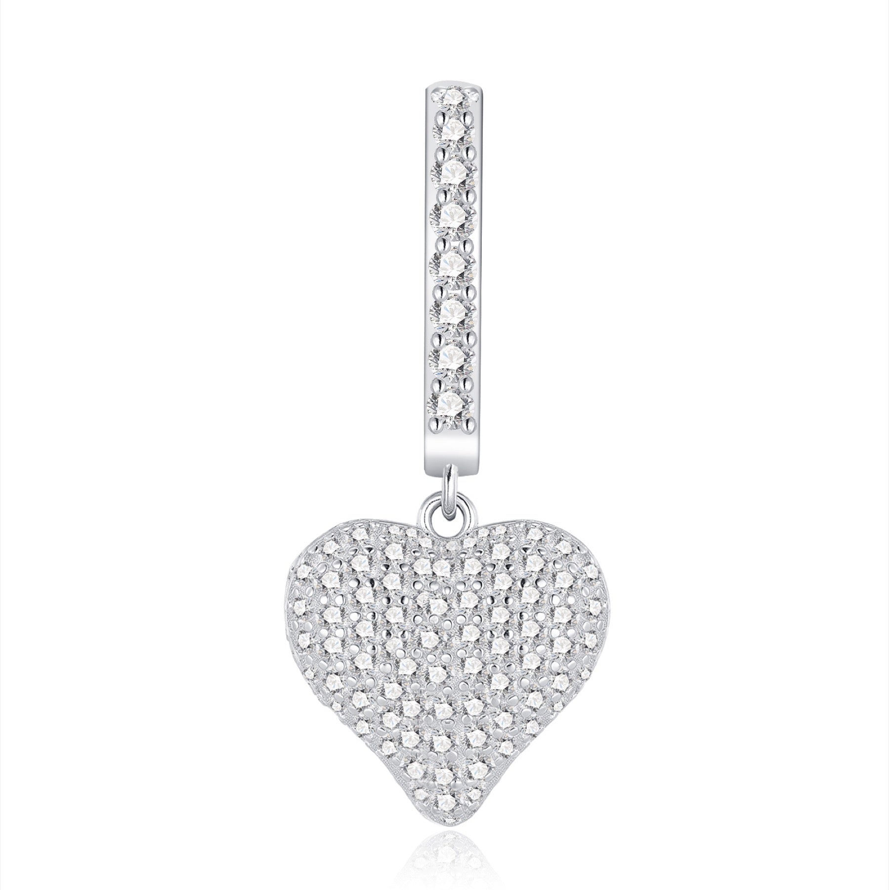 Pendente Moissanite Heart Drop Earrings in Sterling Silver