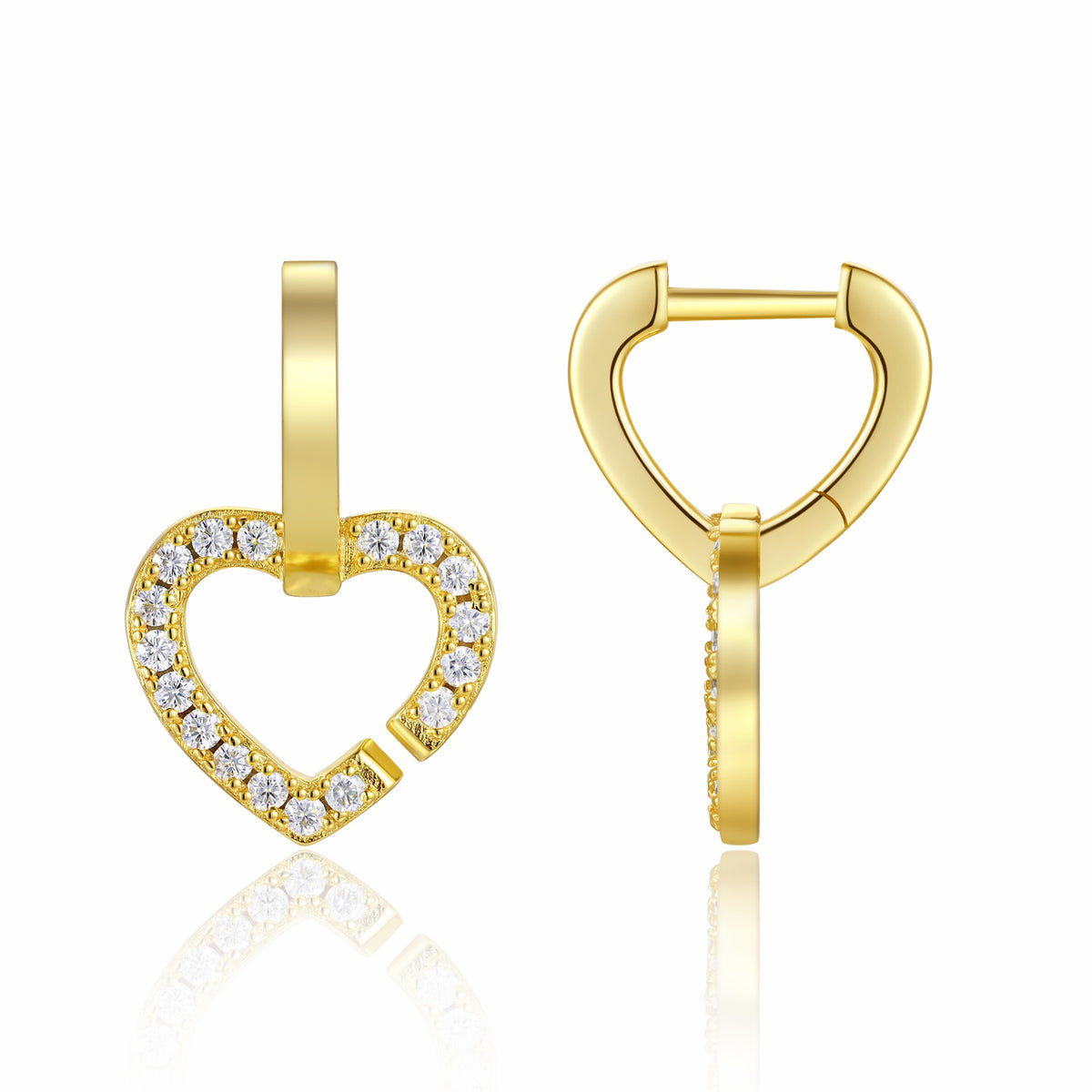 Amorino Moissanite Heart Drop Earrings in Gold-Tone Sterling Silver