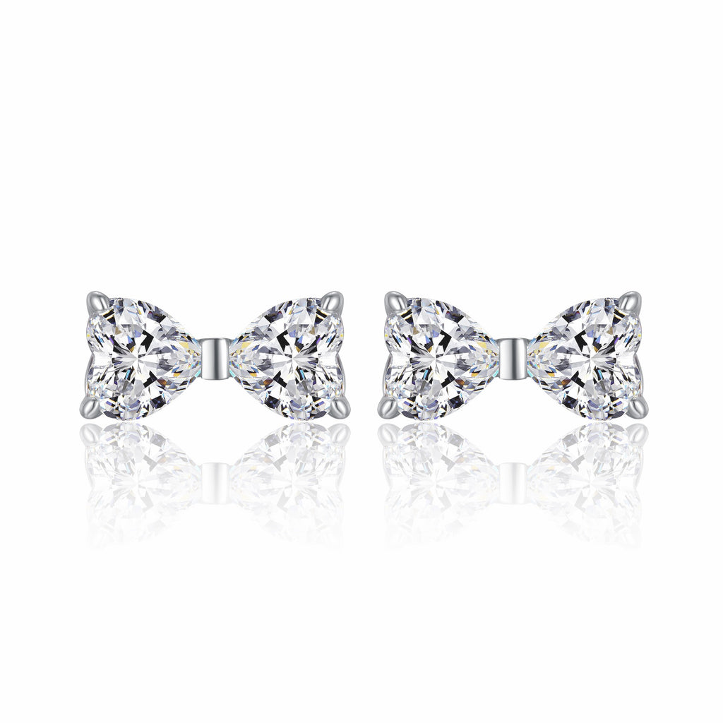 Fiocchetto Moissanite Bow Stud Earrings in Sterling Silver
