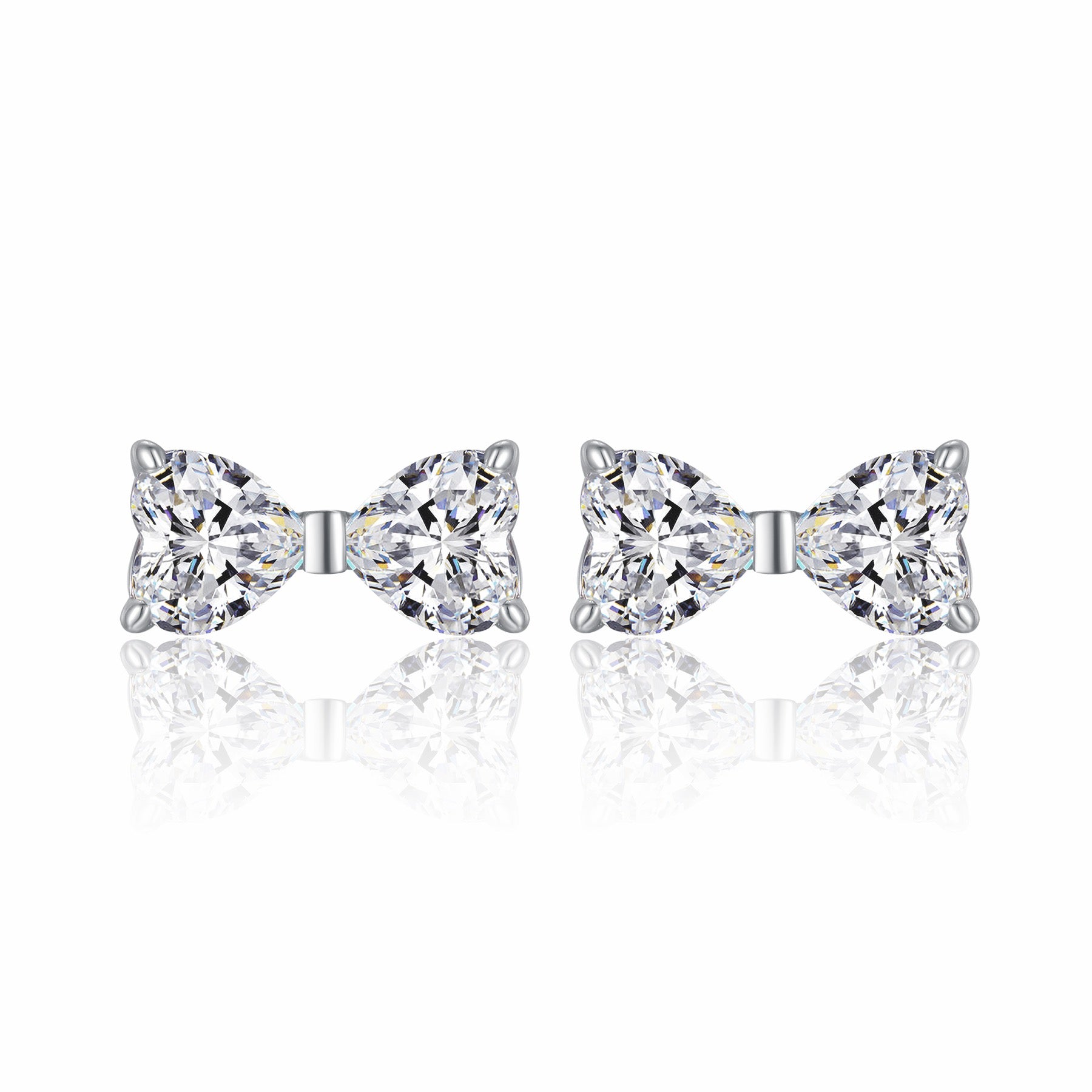Fiocchetto Moissanite Bow Stud Earrings in Sterling Silver