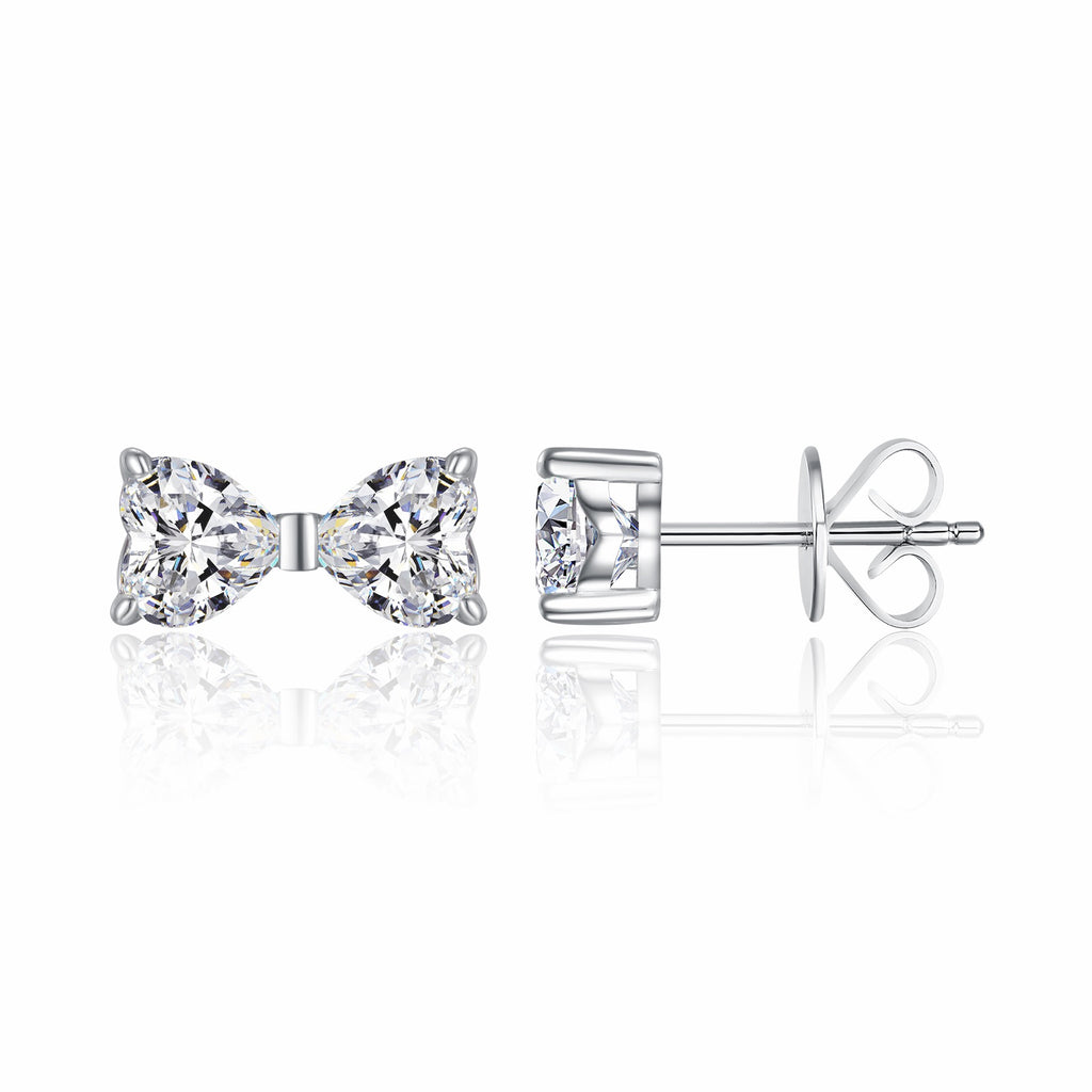 Fiocchetto Moissanite Bow Stud Earrings in Sterling Silver