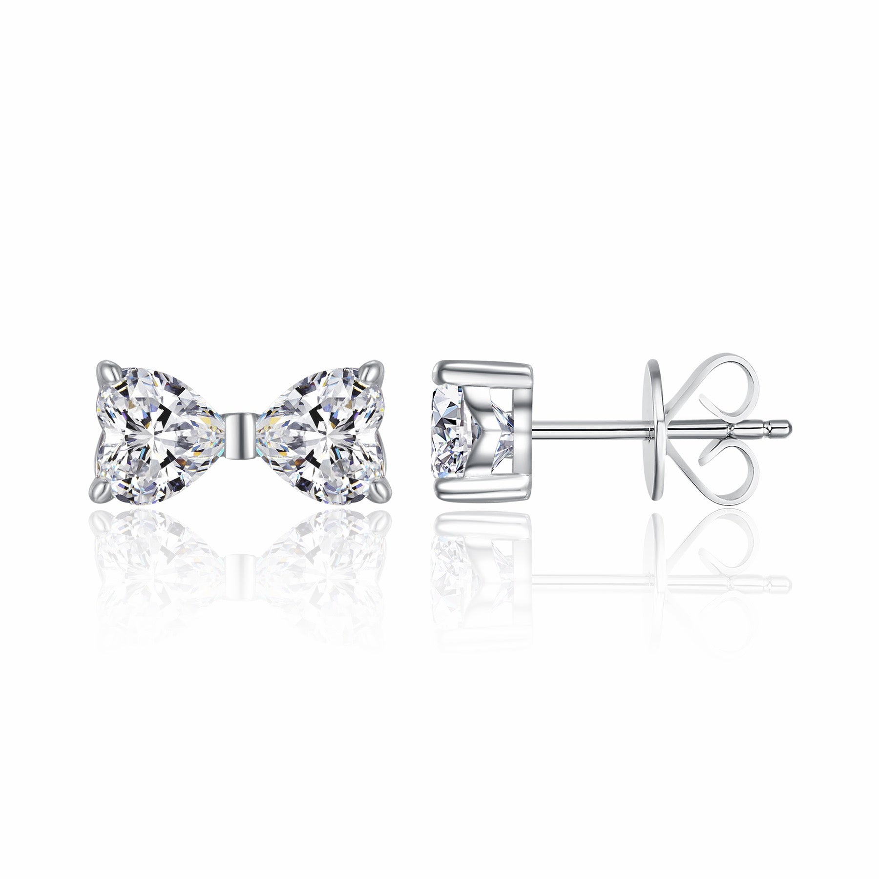 Fiocchetto Moissanite Bow Stud Earrings in Sterling Silver