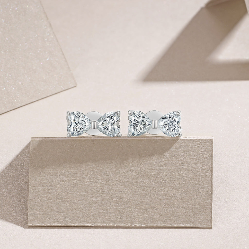 Fiocchetto Moissanite Bow Stud Earrings in Sterling Silver