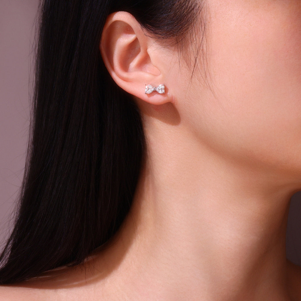 Fiocchetto Moissanite Bow Stud Earrings in Sterling Silver