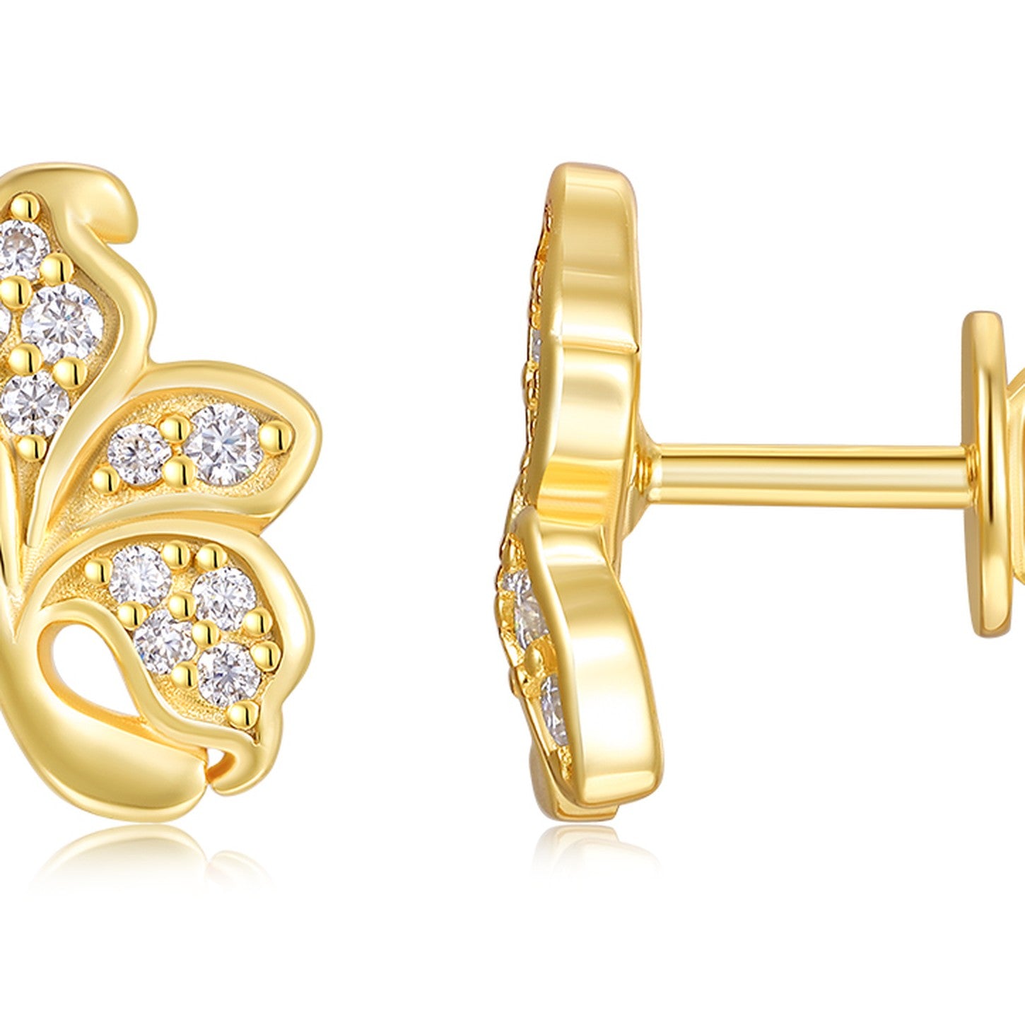 Ape Moissanite Stud Earrings in Gold-Tone Sterling Silver — detail
