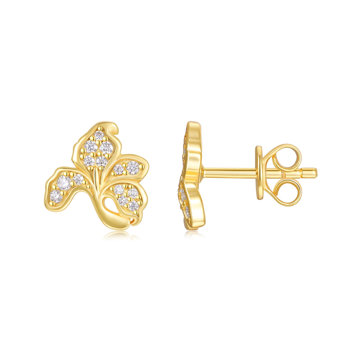 Ape Moissanite Stud Earrings in Gold-Tone Sterling Silver