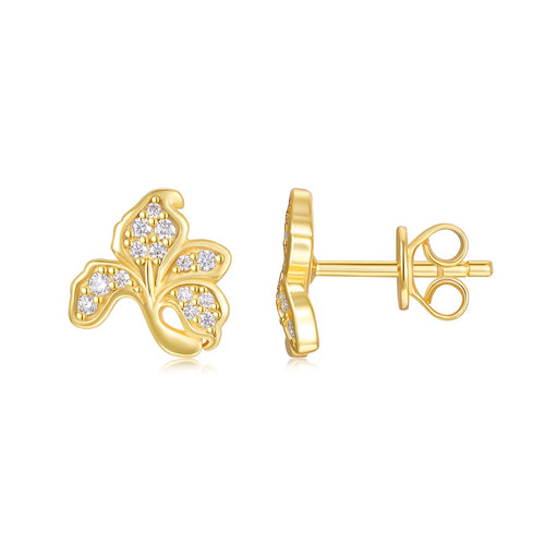 Ape Moissanite Stud Earrings in Gold-Tone Sterling Silver