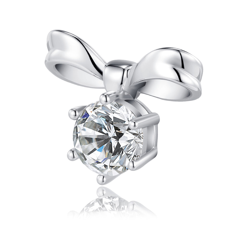 Nastro Moissanite Bow Stud Earrings in Sterling Silver