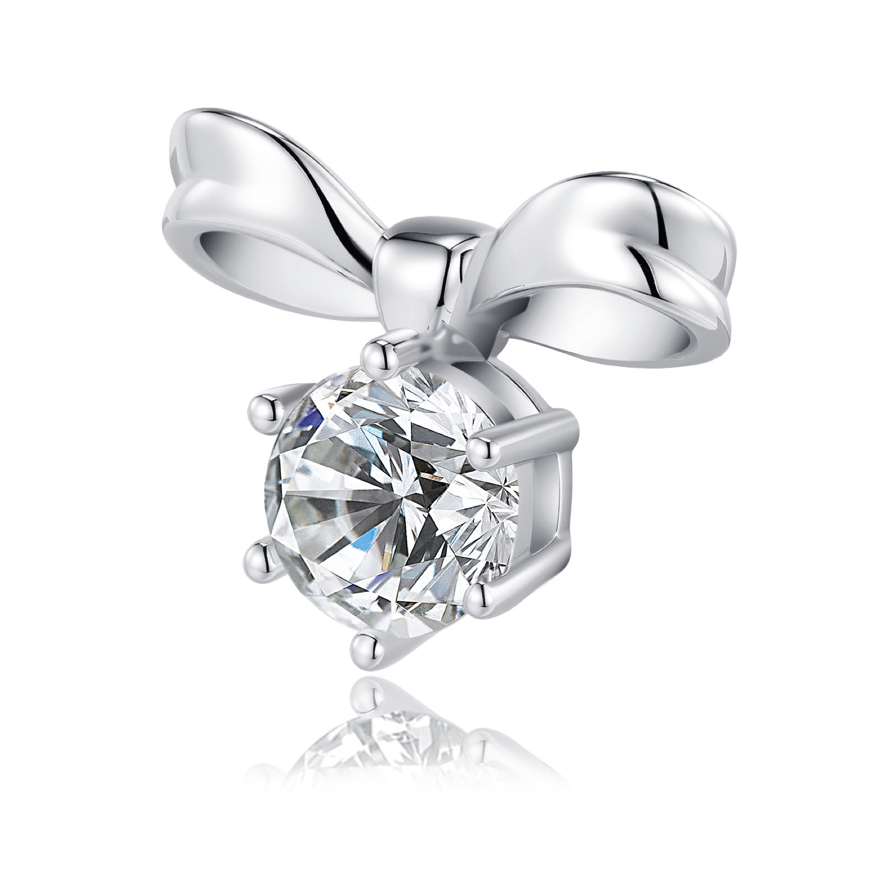 Nastro Moissanite Bow Stud Earrings in Sterling Silver