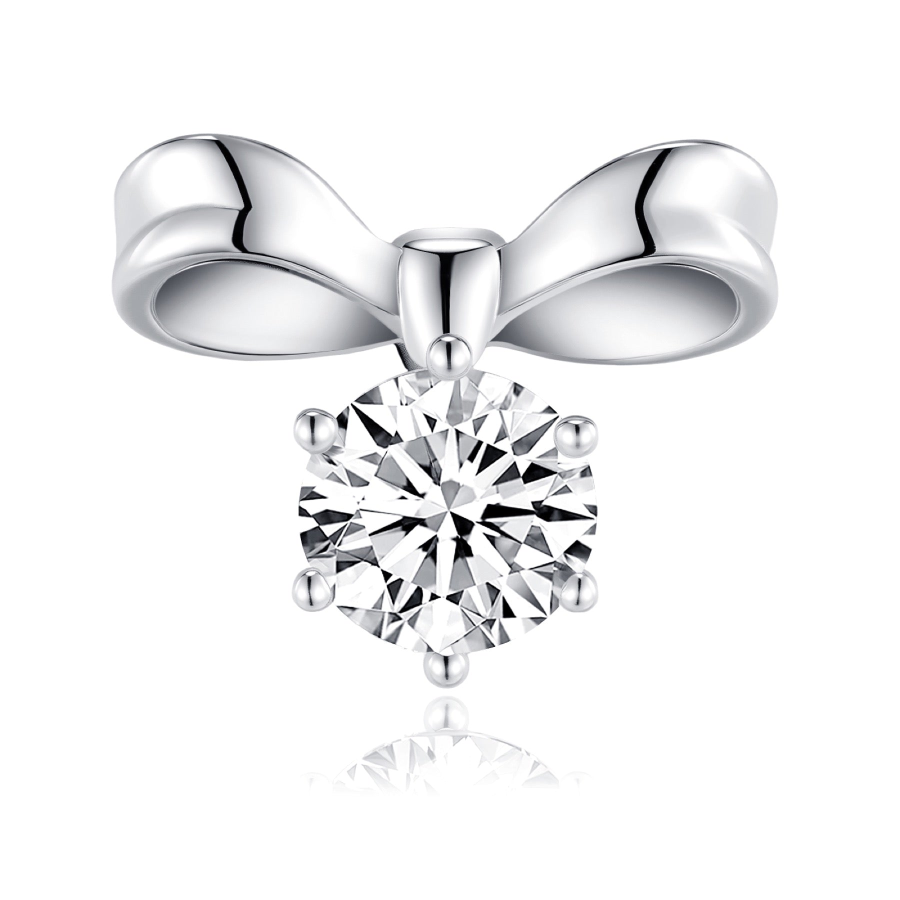 Nastro Moissanite Bow Stud Earrings in Sterling Silver