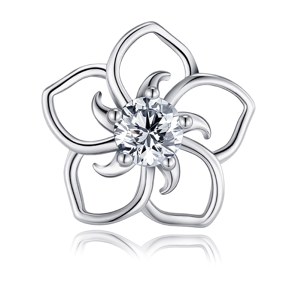 Plumeria Moissanite Flower Stud Earrings in Sterling Silver