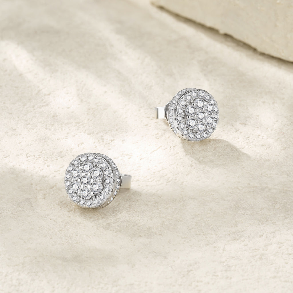 Cupolino Moissanite Cluster Stud Earrings in Sterling Silver