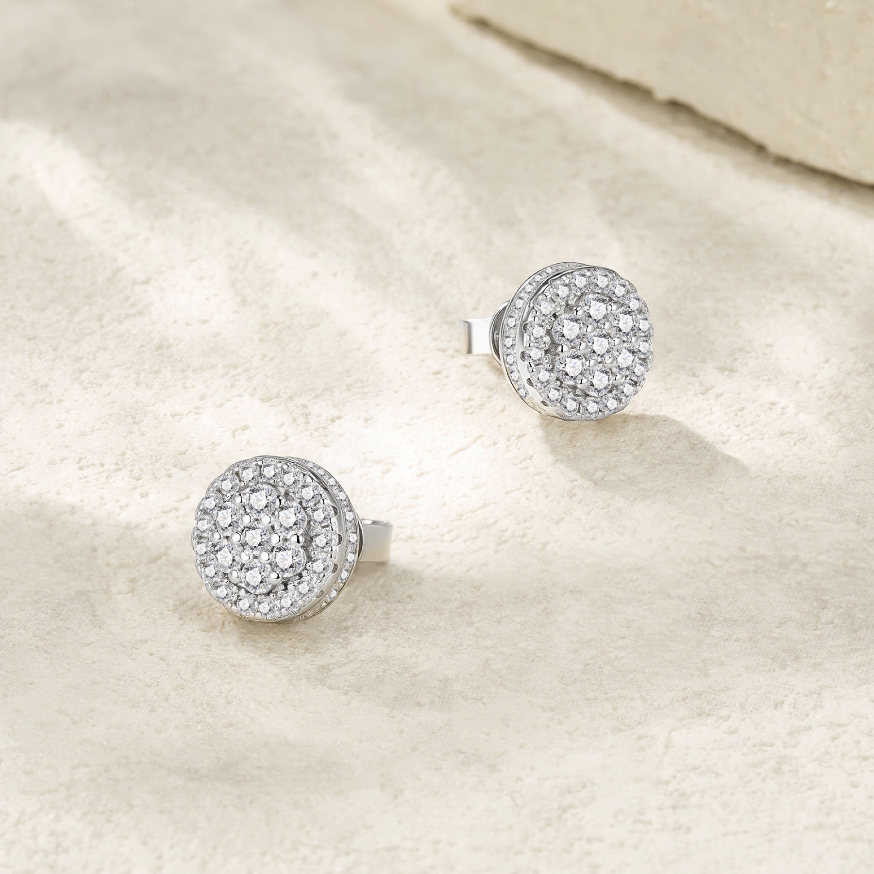 Cupolino Moissanite Cluster Stud Earrings in Sterling Silver