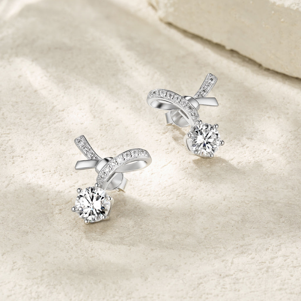 Twistlet Moissanite Drop Stud Earrings in Sterling Silver