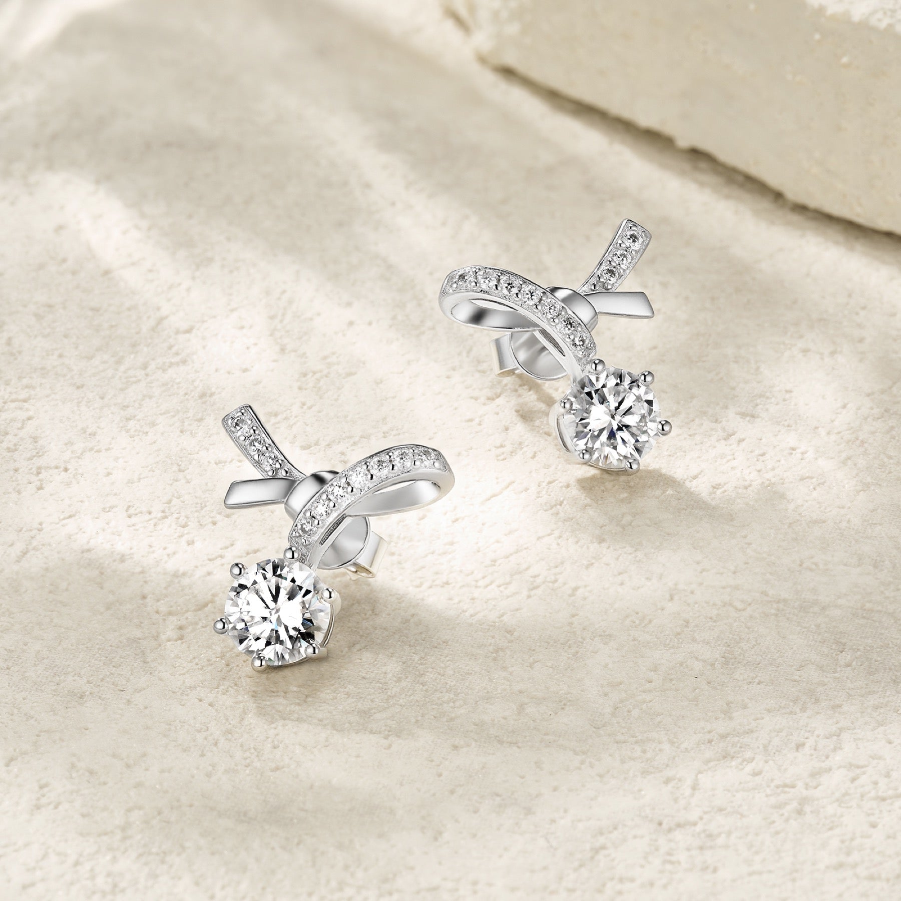 Twistlet Moissanite Drop Stud Earrings in Sterling Silver