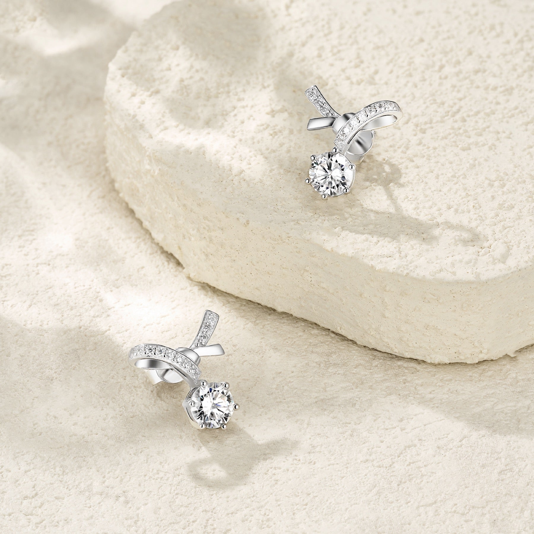 Twistlet Moissanite Drop Stud Earrings in Sterling Silver