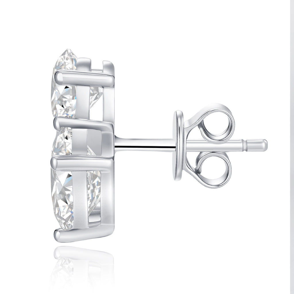 Melange Moissanite Cluster Stud Earrings in Sterling Silver