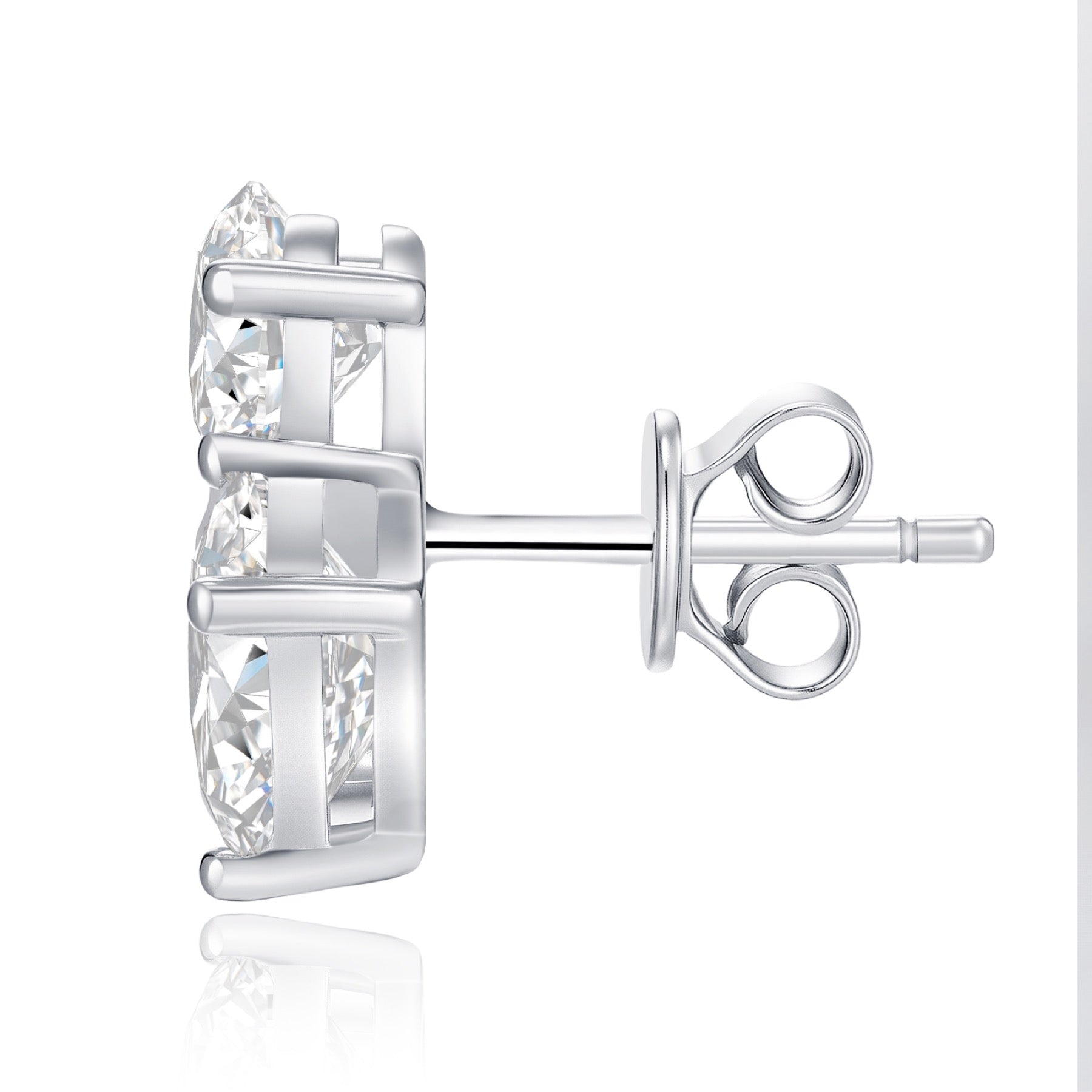 Melange Moissanite Cluster Stud Earrings in Sterling Silver