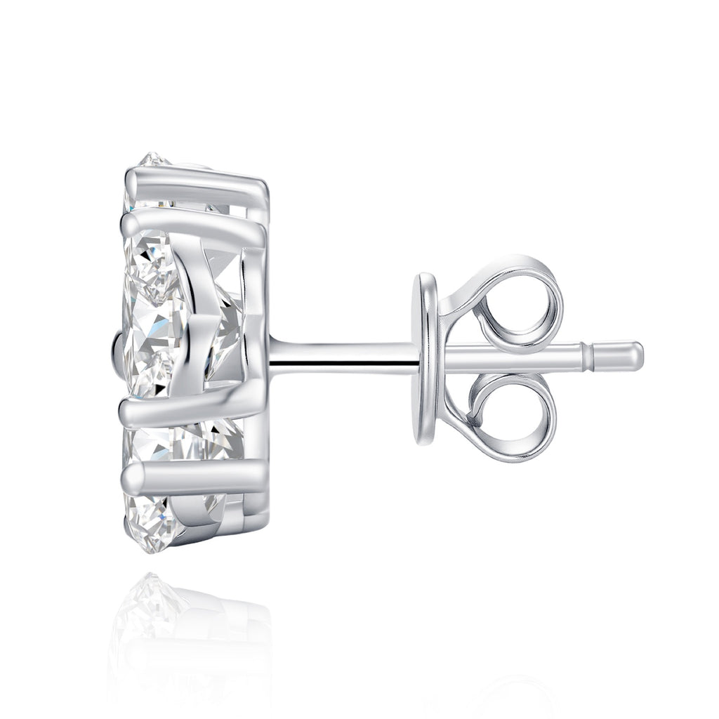 Amoreflor Moissanite Cluster Stud Earrings in Sterling Silver