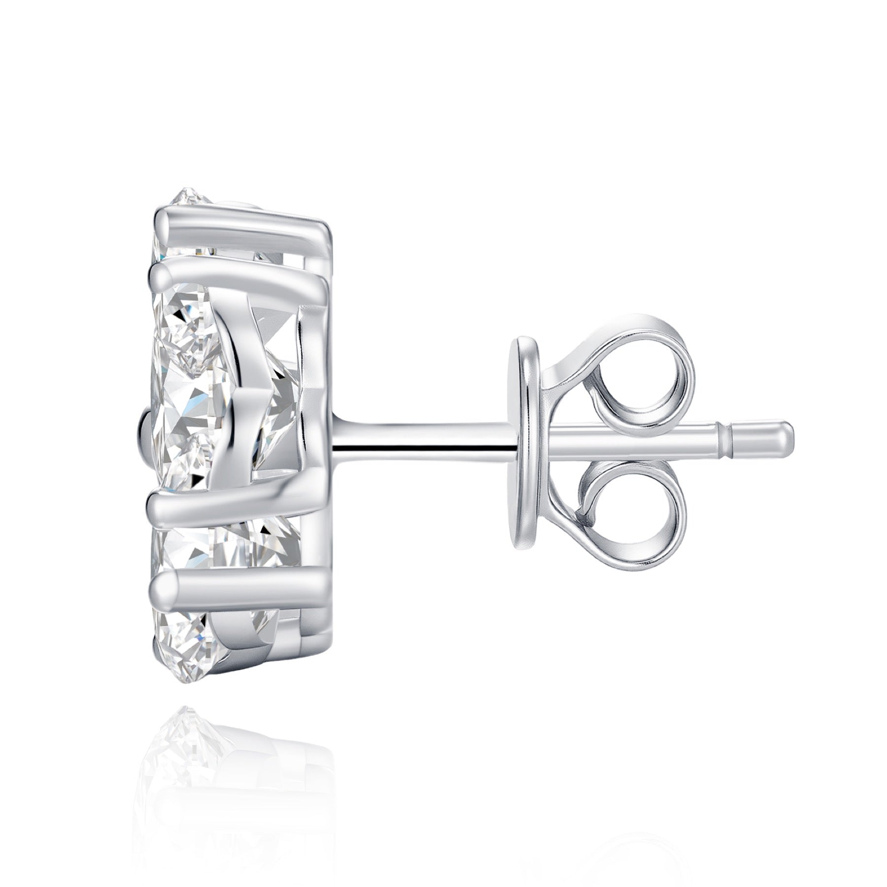 Amoreflor Moissanite Cluster Stud Earrings in Sterling Silver