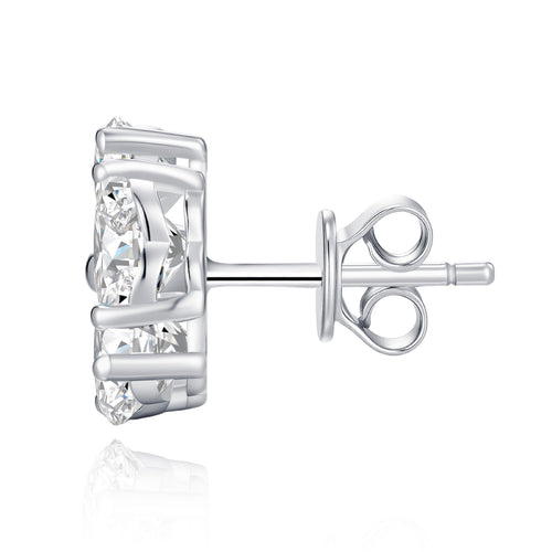 Amoreflor Moissanite Cluster Stud Earrings in Sterling Silver