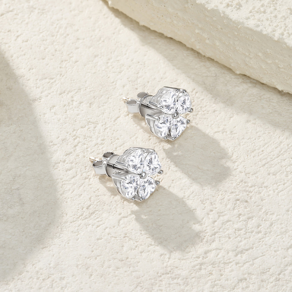 Amoreflor Moissanite Cluster Stud Earrings in Sterling Silver
