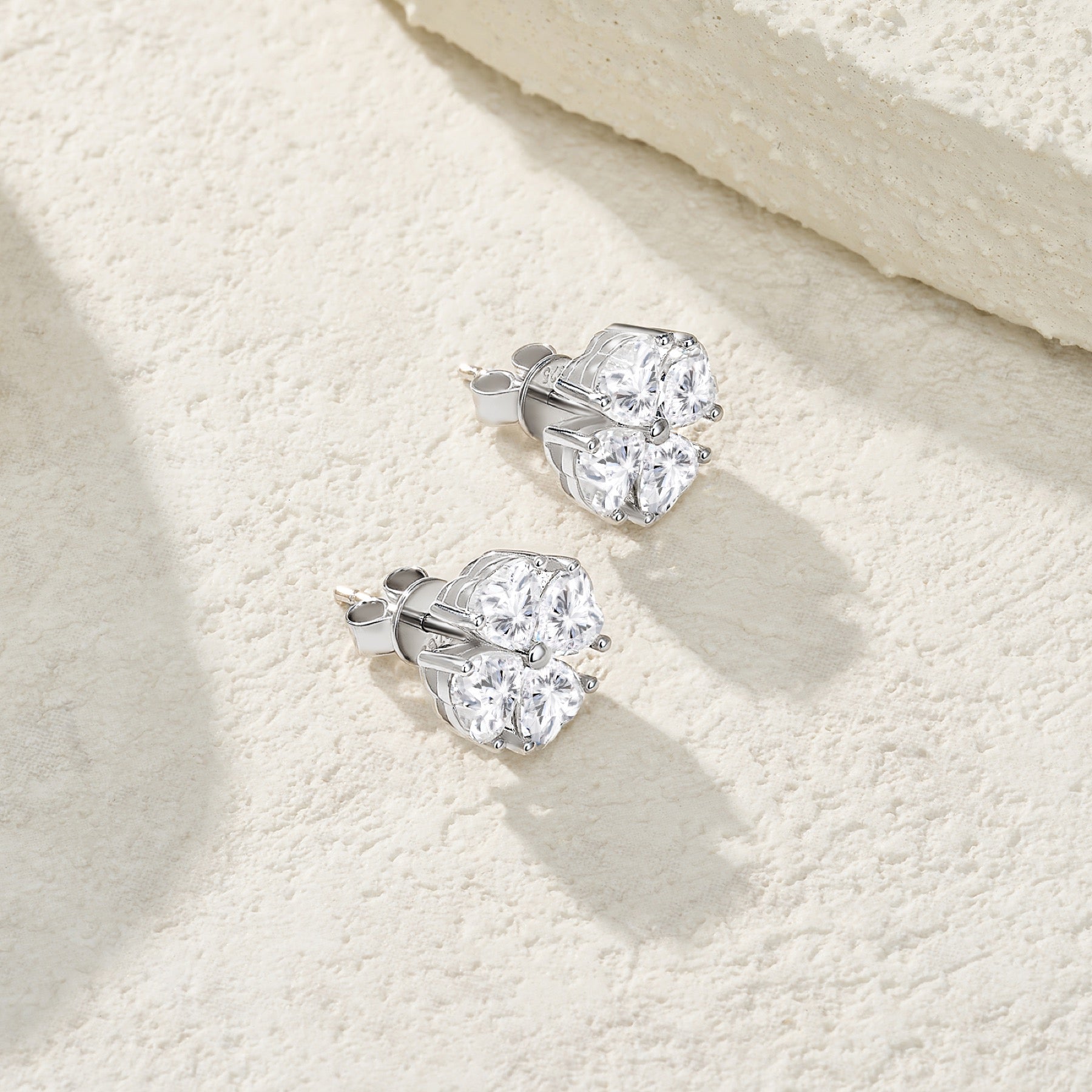 Amoreflor Moissanite Cluster Stud Earrings in Sterling Silver