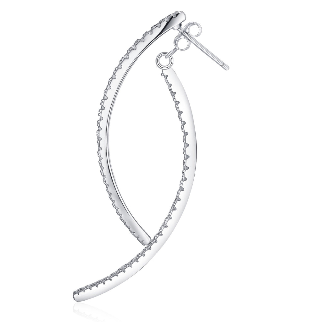 Falce Moissanite Ear Climber Earrings in Sterling Silver
