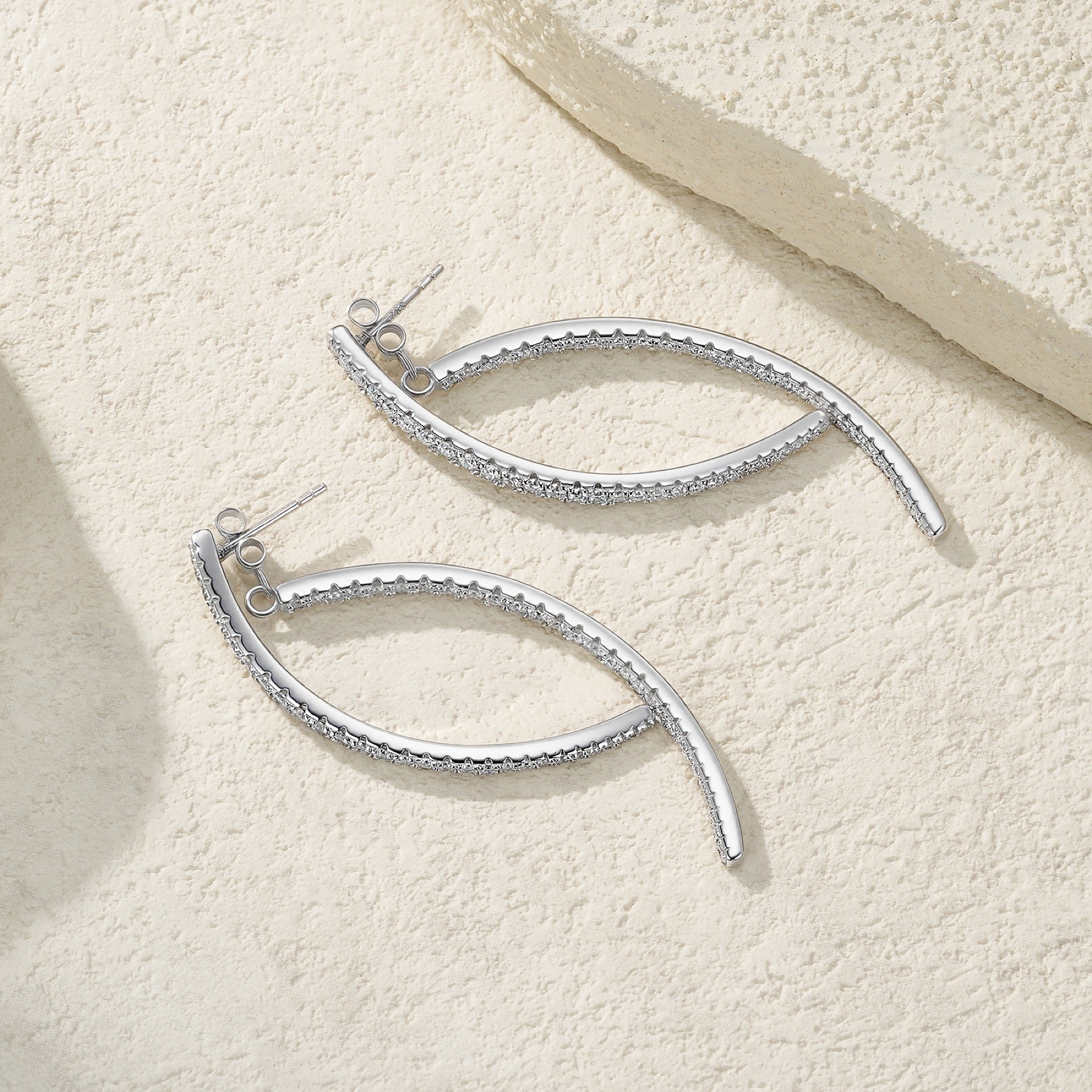 Falce Moissanite Ear Climber Earrings in Sterling Silver