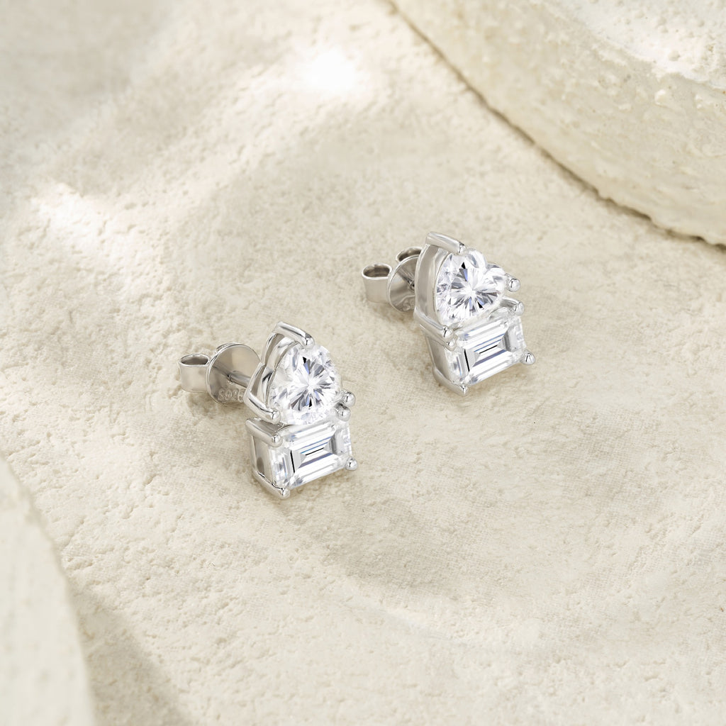 Cortese Moissanite Drop Stud Earrings in Sterling Silver
