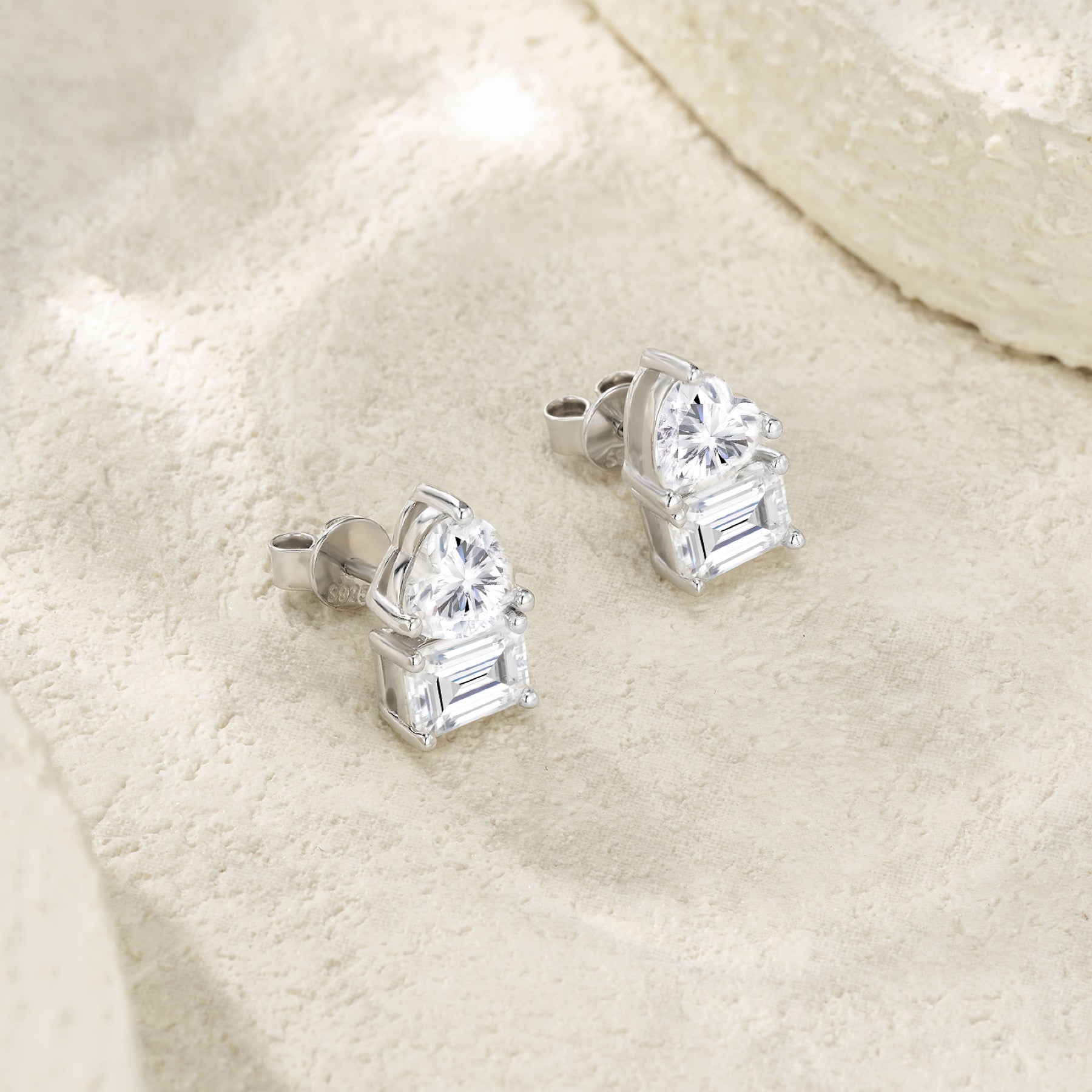 Cortese Moissanite Drop Stud Earrings in Sterling Silver