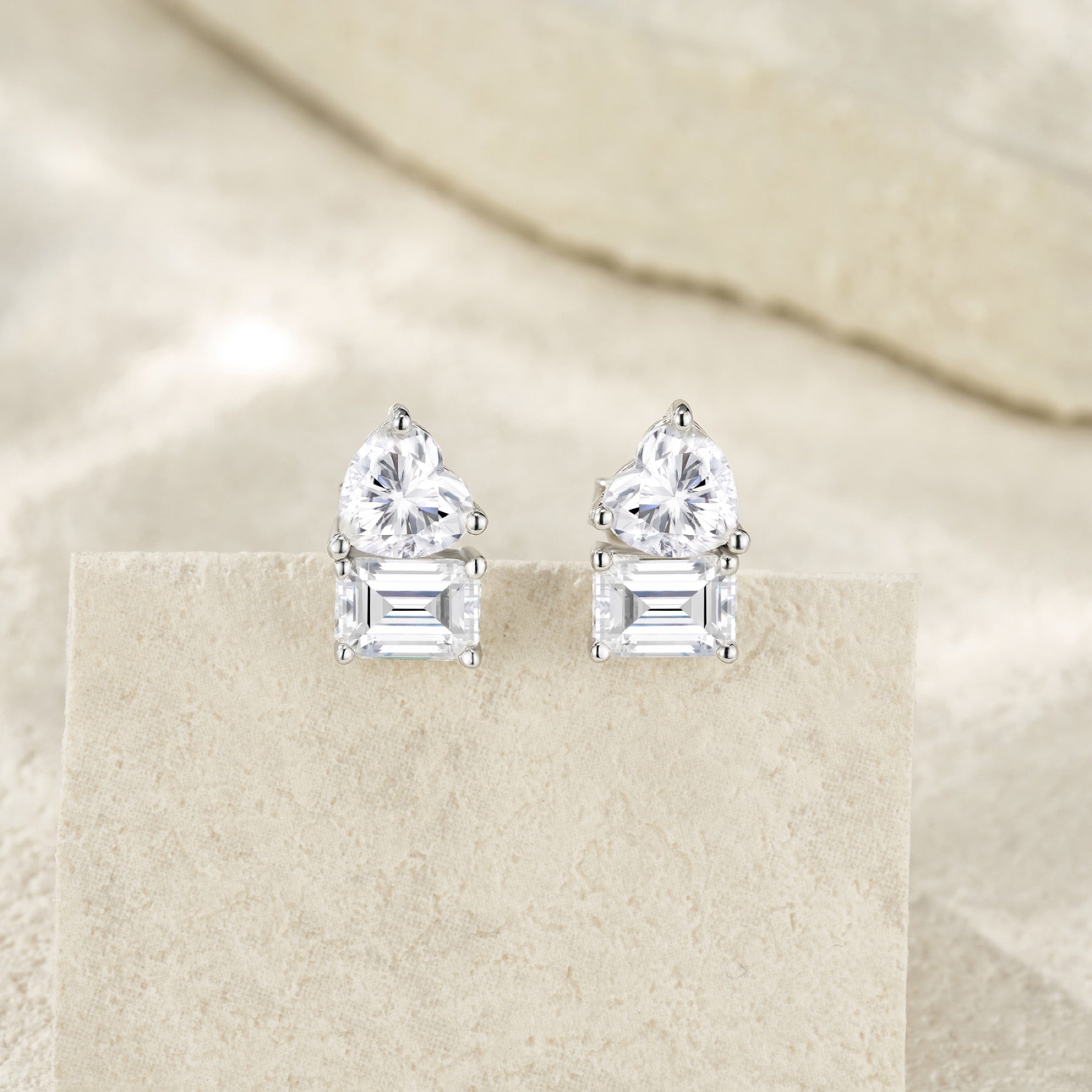 Cortese Moissanite Drop Stud Earrings in Sterling Silver