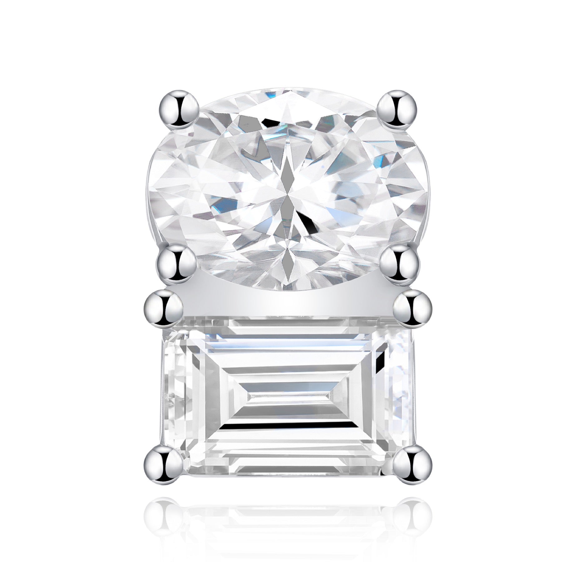 Colonna Moissanite Drop Stud Earrings in Sterling Silver