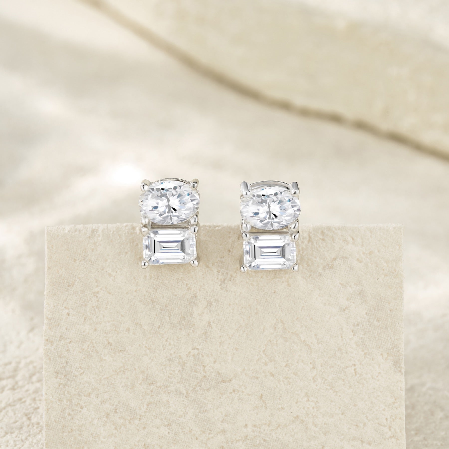 Colonna Moissanite Drop Stud Earrings in Sterling Silver